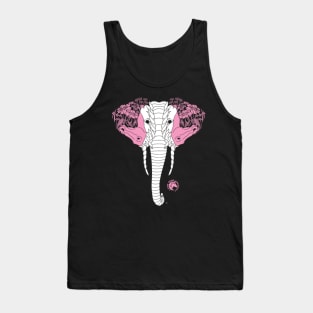 Elephant And Unicorn Floral Face Outline Tank Top